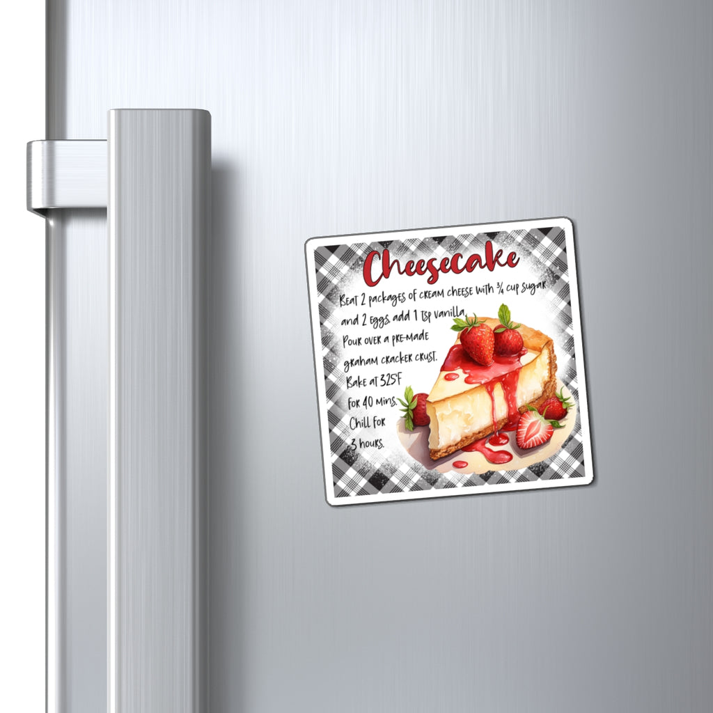 Cheesecake Recipe Magnet — Strawberry Cheesecake Kitchen Refrigerator Decor