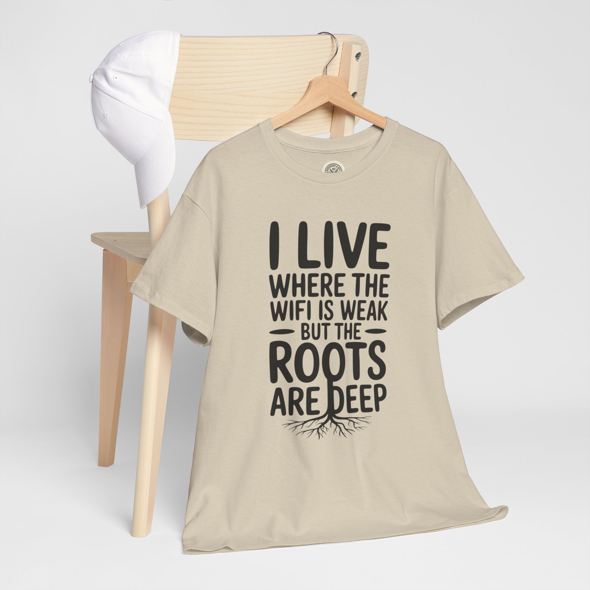 Rural Roots Tee — "I live where the WiFi is weak but the roots are deep" Cotton Shirt
