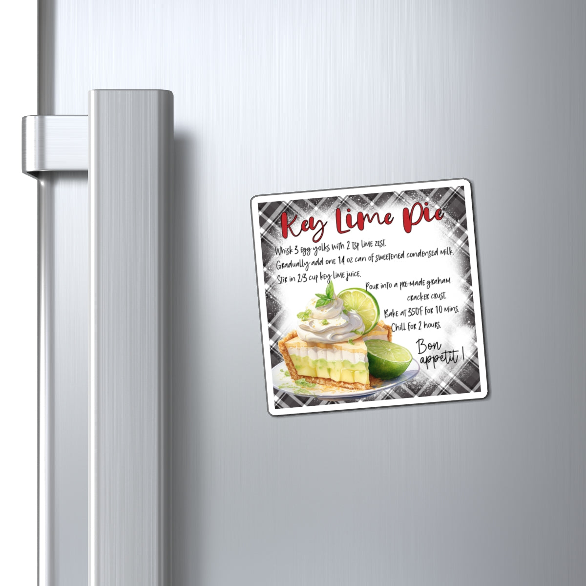 Key Lime Pie Recipe Magnet — Kitchen Recipe Fridge Decor