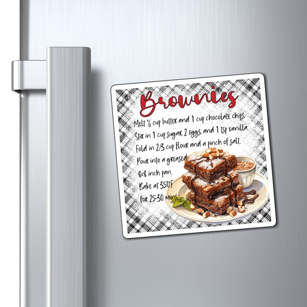 Brownies Recipe Magnet — Illustrated Dessert Kitchen Refrigerator Magnet