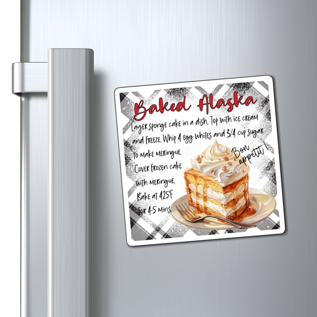 Baked Alaska Recipe Magnet — Vintage Dessert Kitchen Fridge Magnet