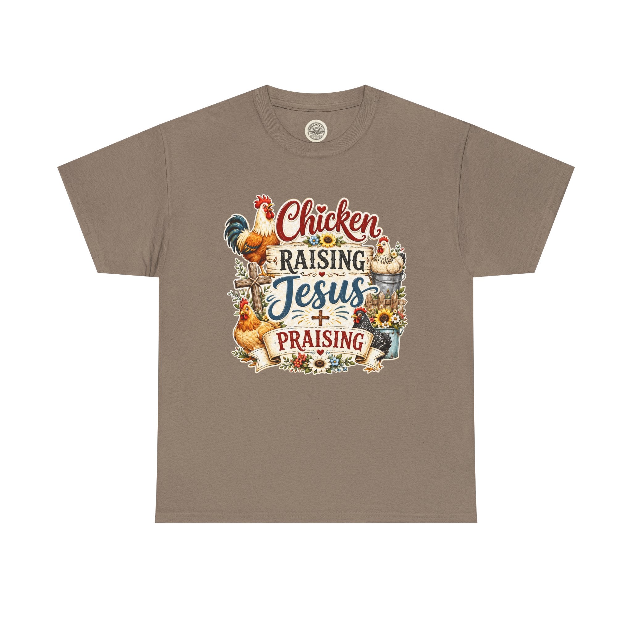 Chicken Raising Jesus Praising T-Shirt — Farm Faith Graphic Tee
