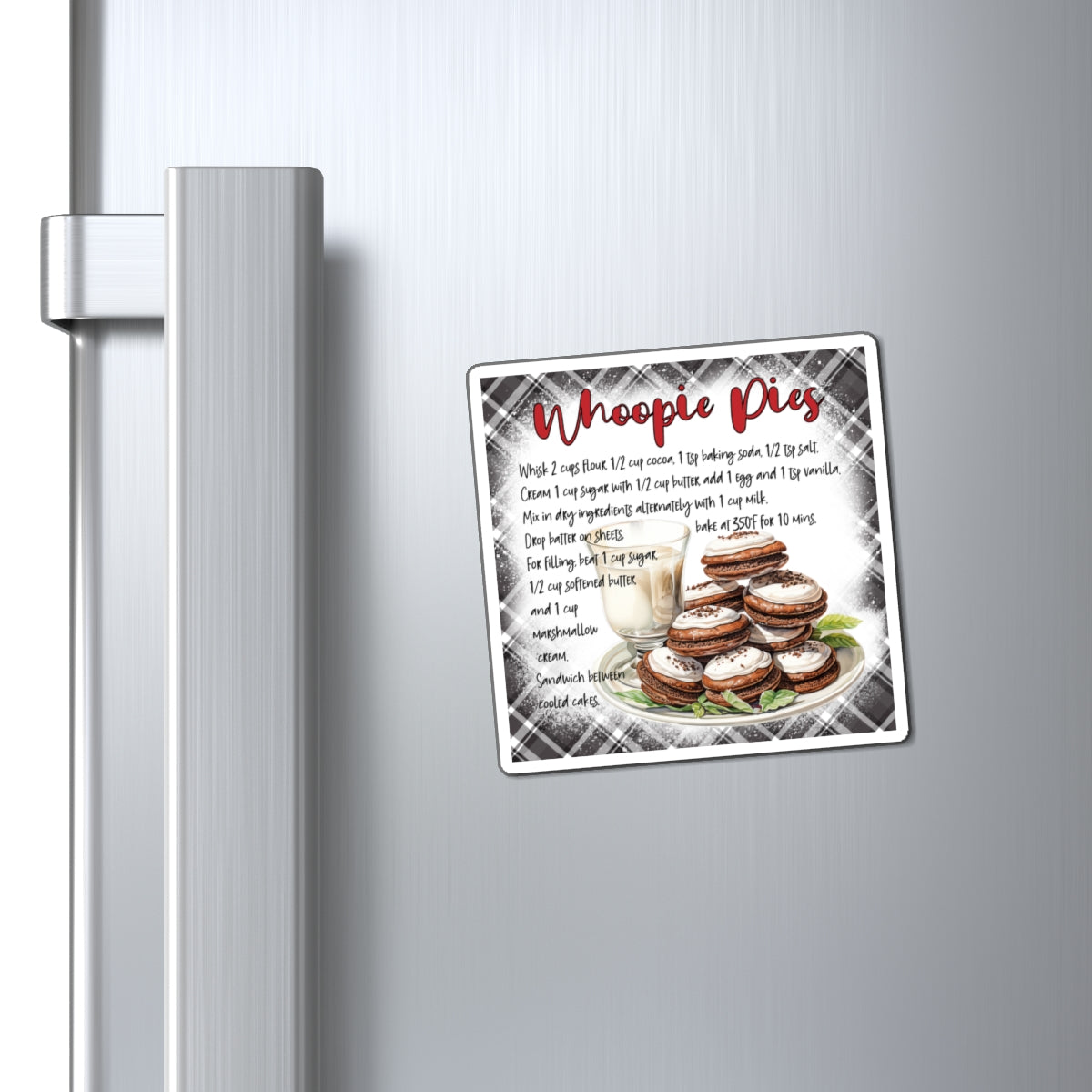 Whoopie Pies Recipe Magnet — Vintage Bakery Kitchen Refrigerator Decor