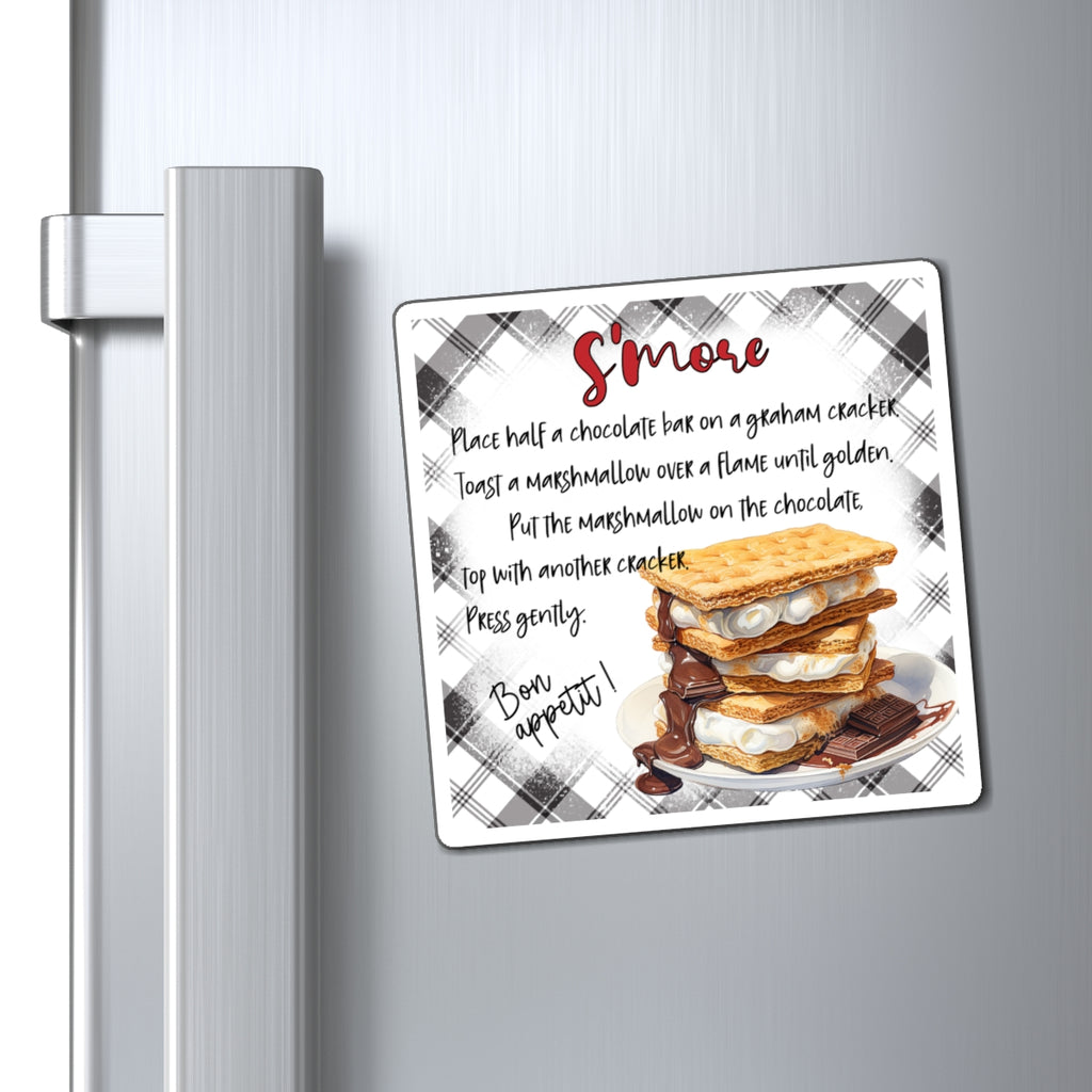 S'more Recipe Magnet — Retro Plaid Kitchen Fridge Decor