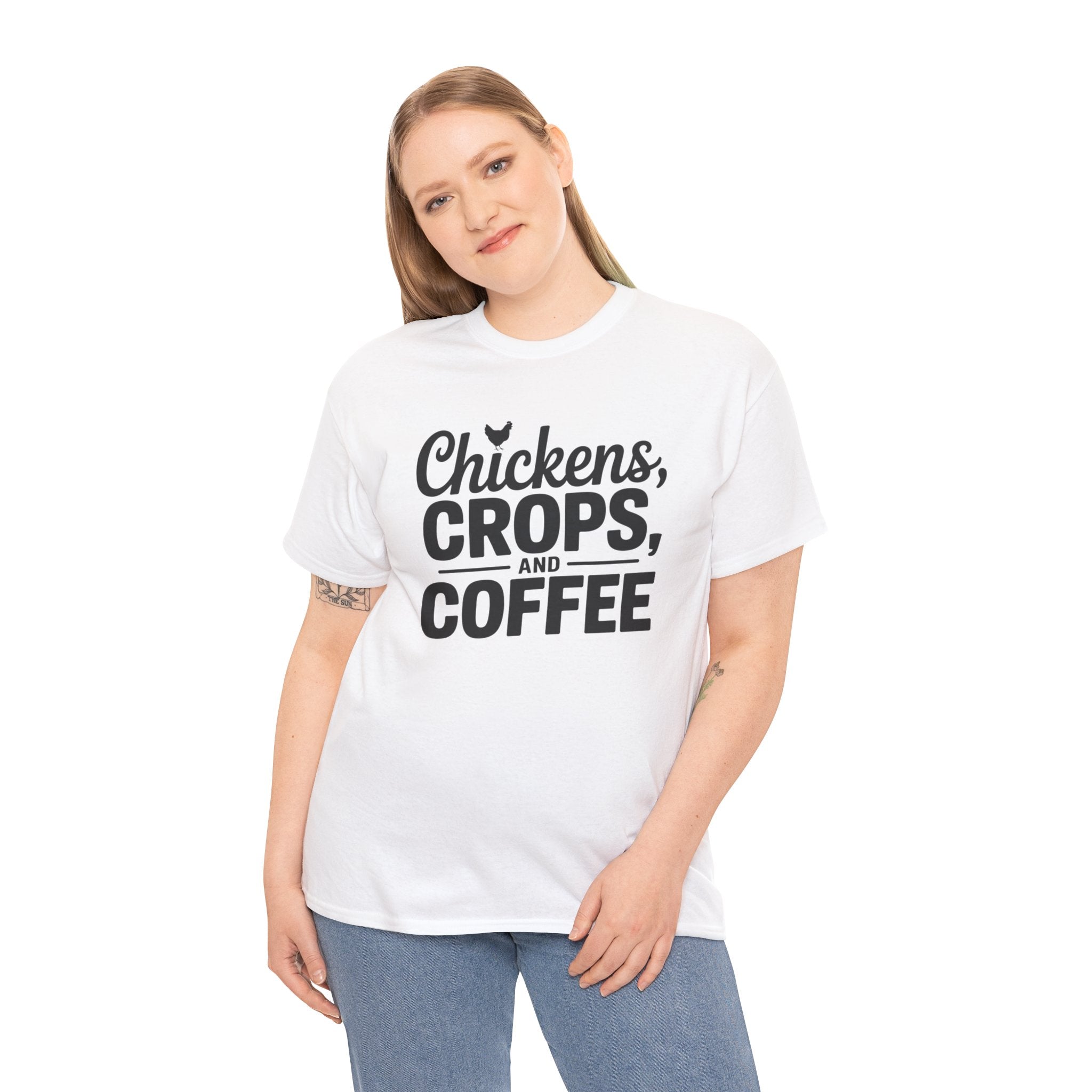 Chickens, Crops and Coffee Tee — Farm Life Graphic T-Shirt
