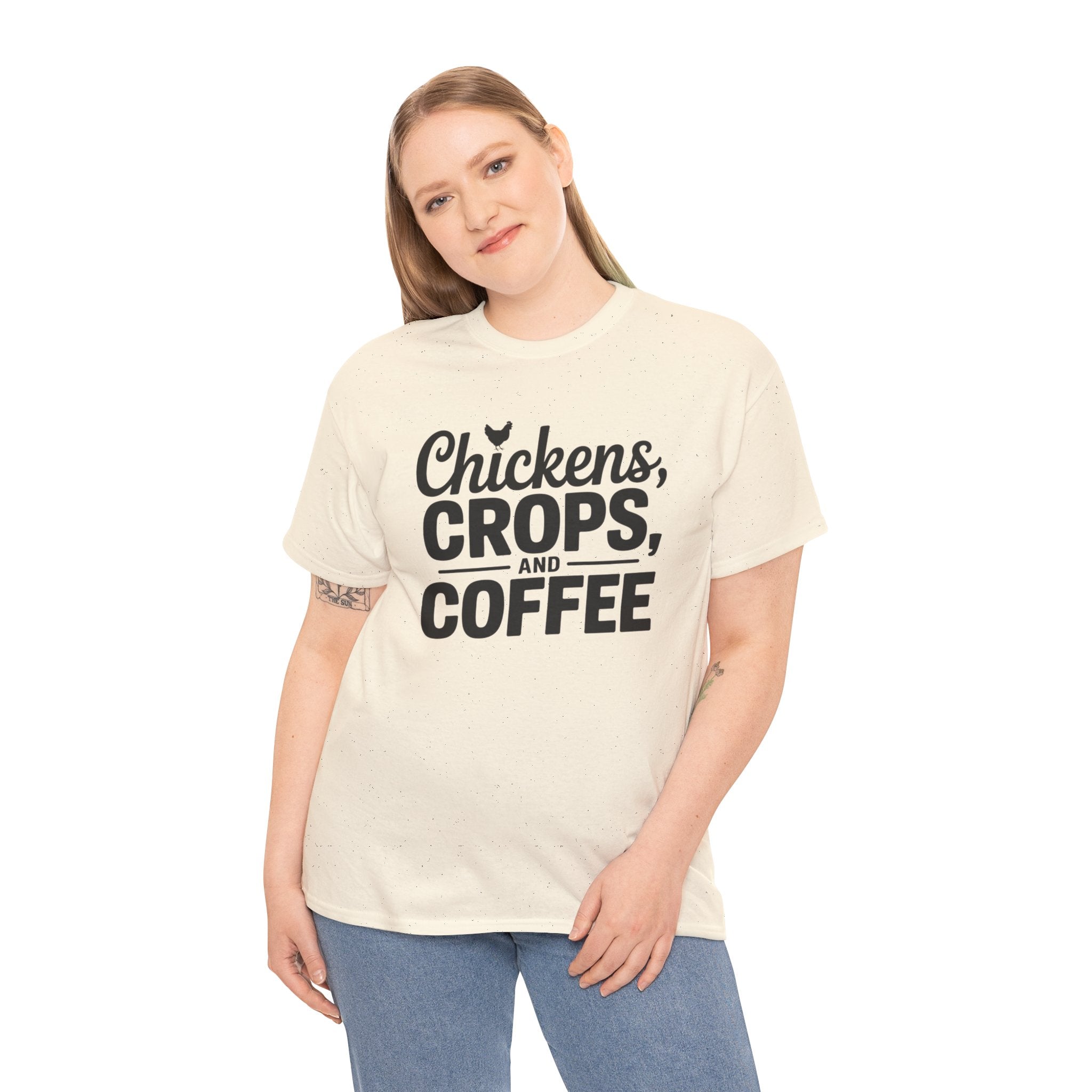 Chickens, Crops and Coffee Tee — Farm Life Graphic T-Shirt