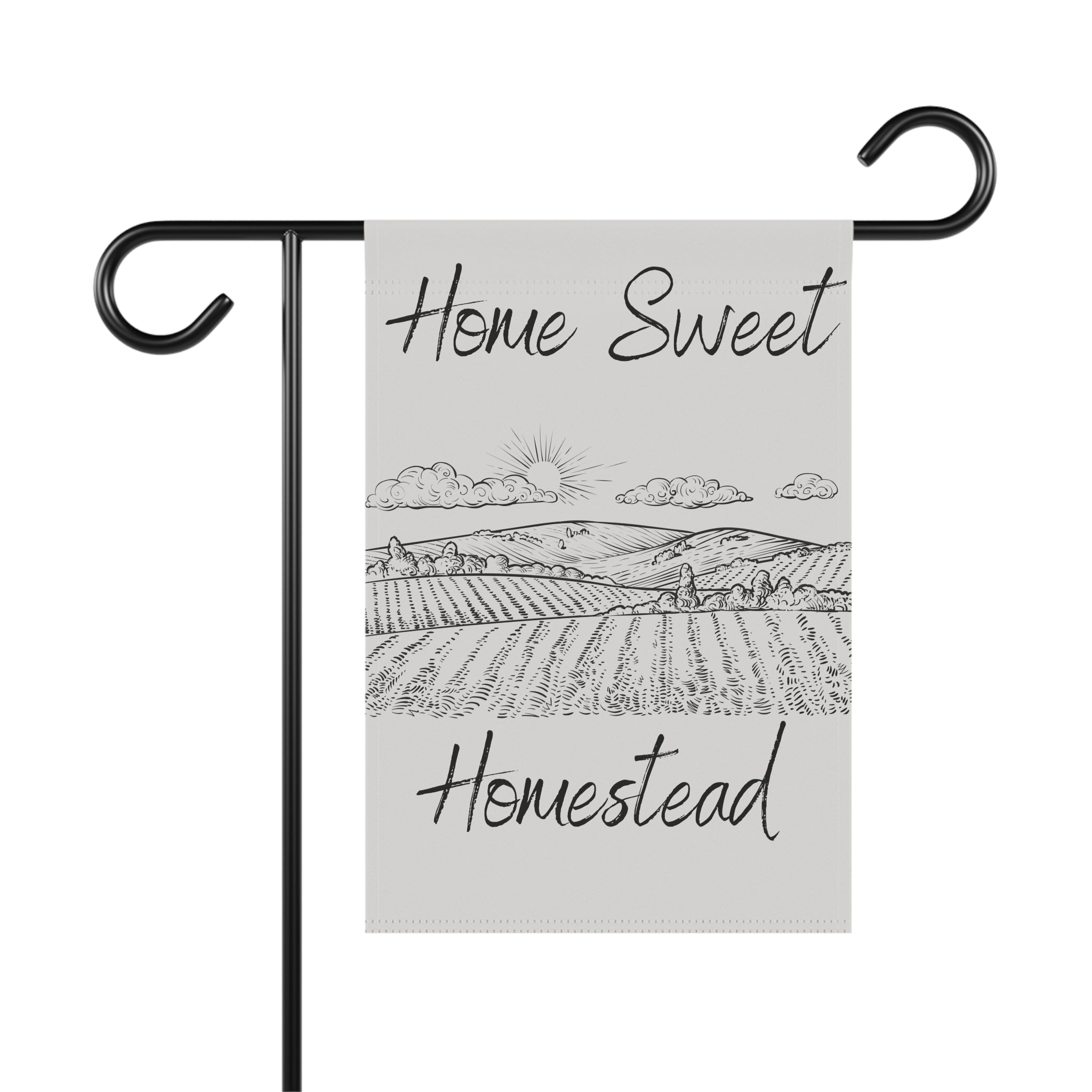 Home Sweet Homestead Garden Flag — Rustic Farmhouse House Banner