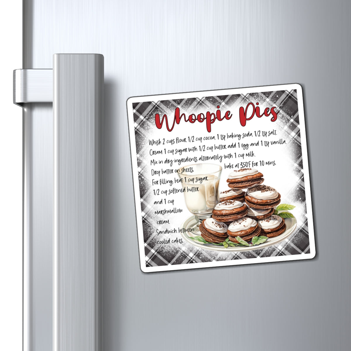 Whoopie Pies Recipe Magnet — Vintage Bakery Kitchen Refrigerator Decor