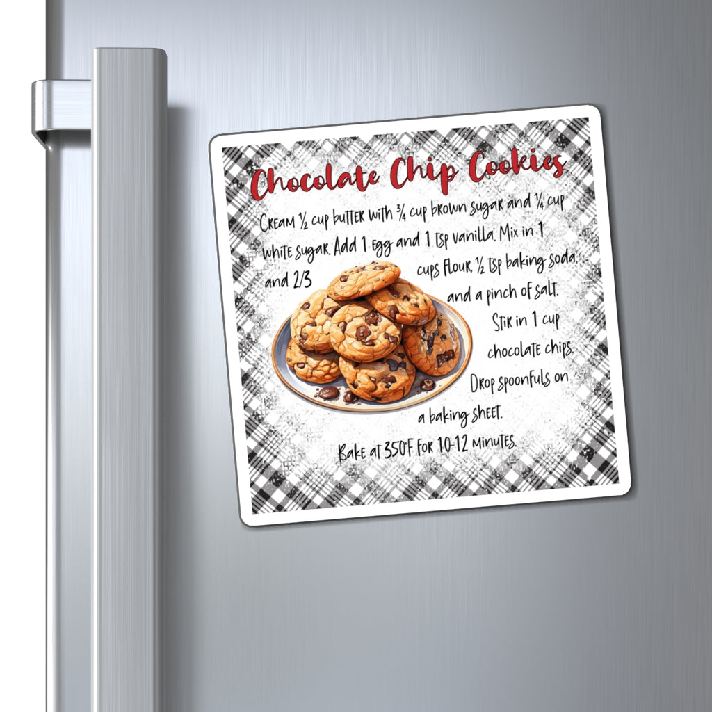 Chocolate Chip Cookies Recipe Magnet — Kitchen Refrigerator Decor, Holiday Baking Gift