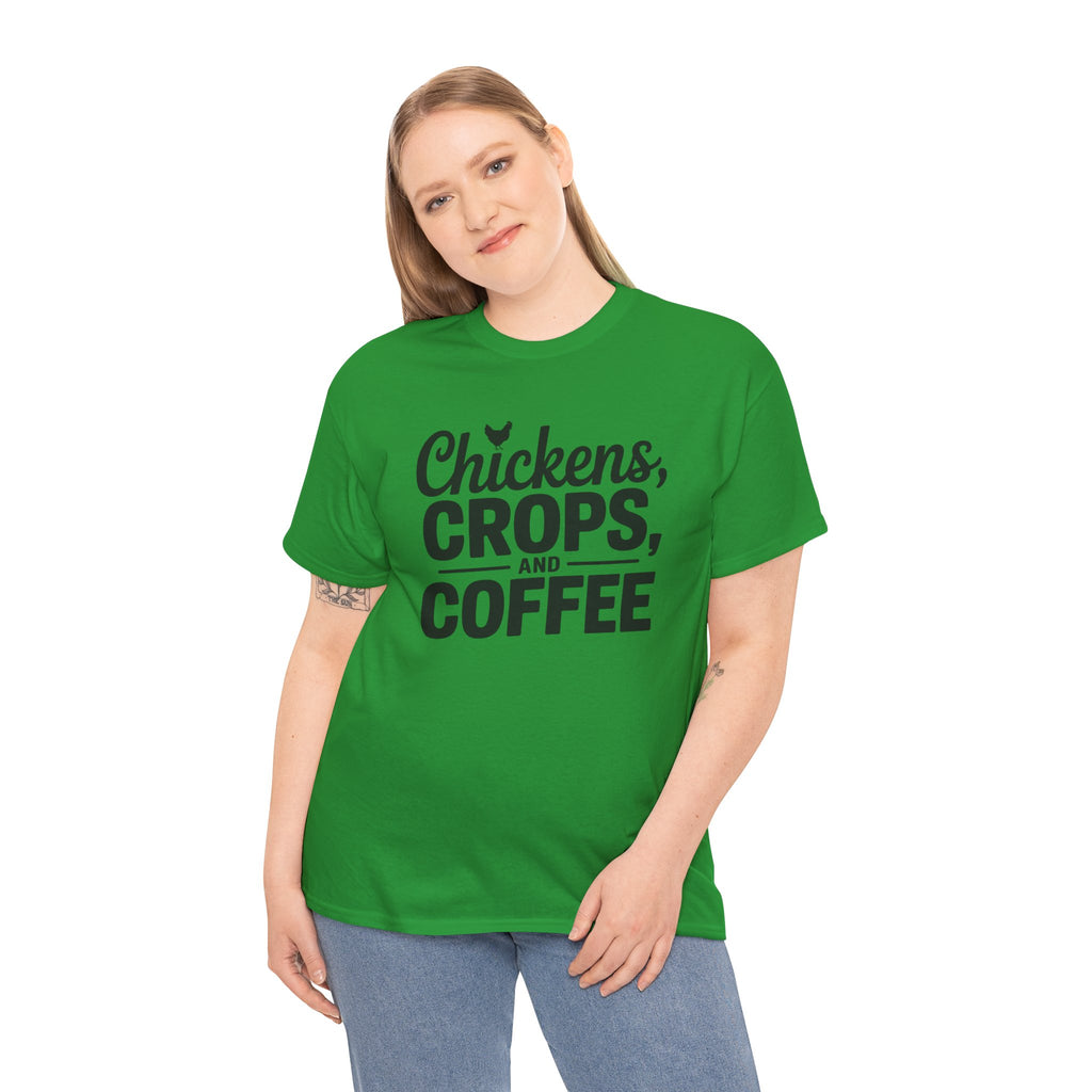 Chickens, Crops and Coffee Tee — Farm Life Graphic T-Shirt