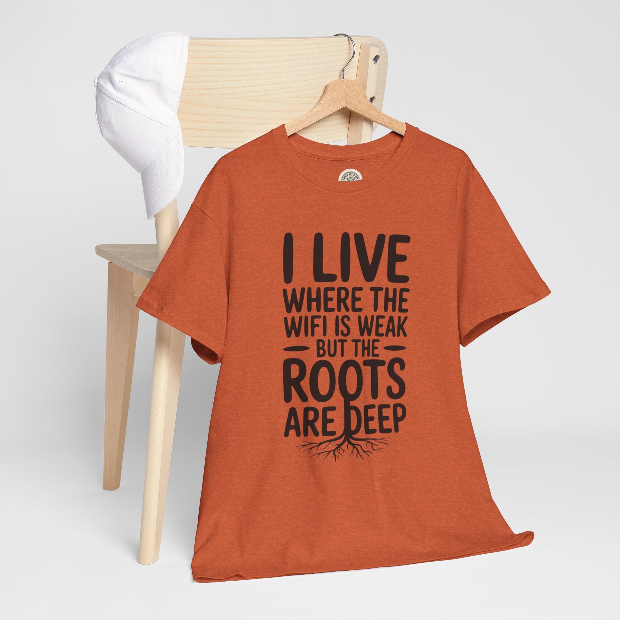 Rural Roots Tee — "I live where the WiFi is weak but the roots are deep" Cotton Shirt