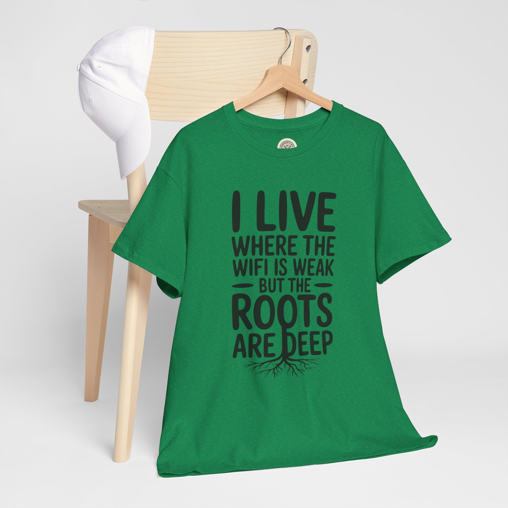 Rural Roots Tee — "I live where the WiFi is weak but the roots are deep" Cotton Shirt