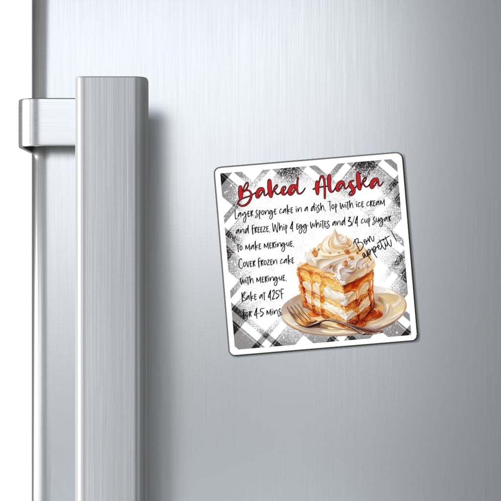 Baked Alaska Recipe Magnet — Vintage Dessert Kitchen Fridge Magnet