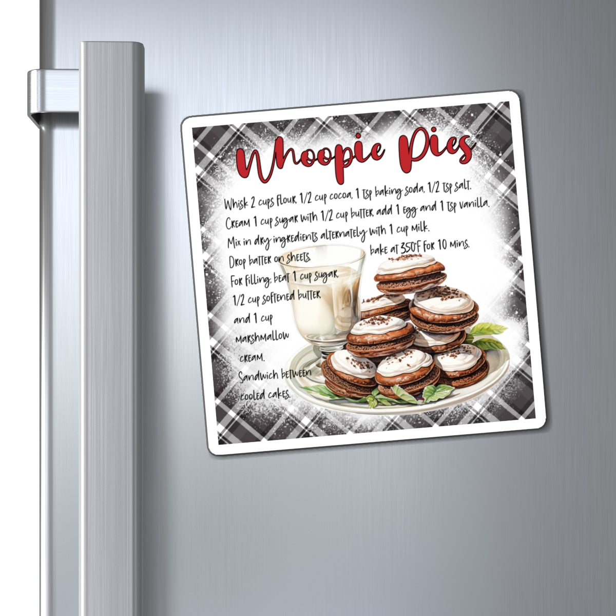 Whoopie Pies Recipe Magnet — Vintage Bakery Kitchen Refrigerator Decor