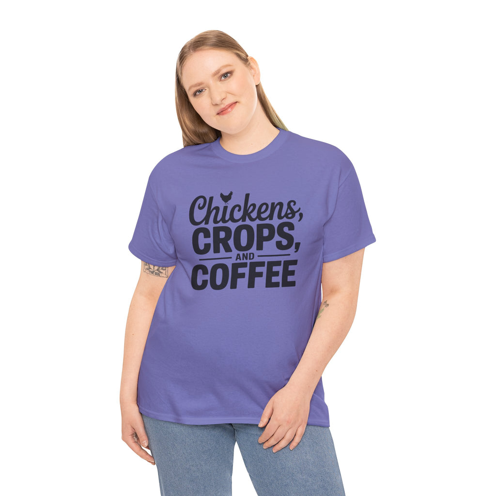 Chickens, Crops and Coffee Tee — Farm Life Graphic T-Shirt