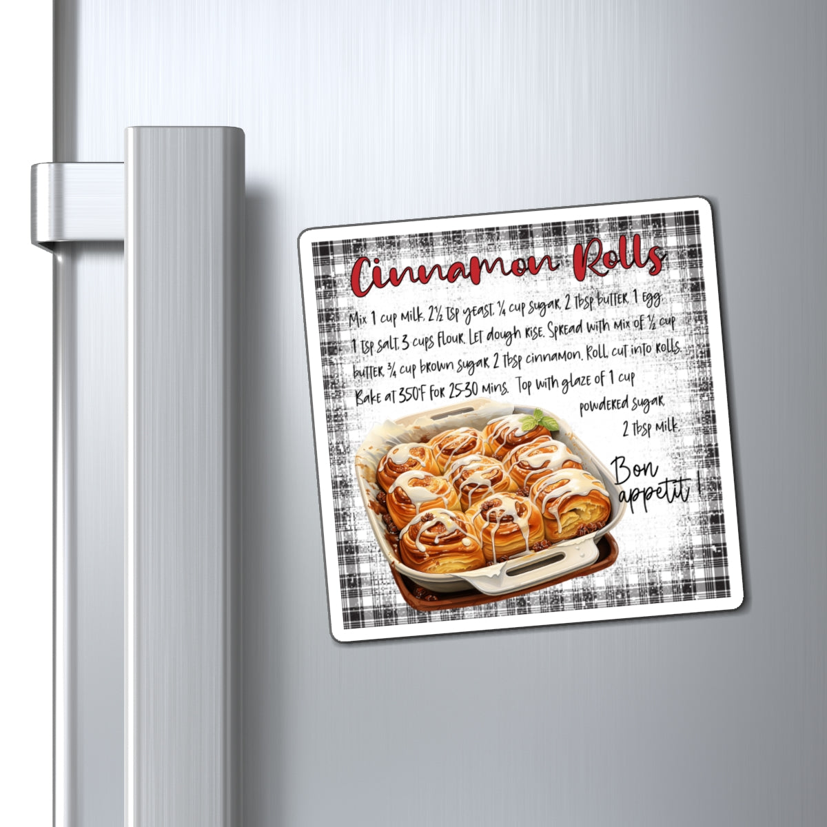 Cinnamon Rolls Recipe Magnet — Kitchen Recipe Fridge Magnet