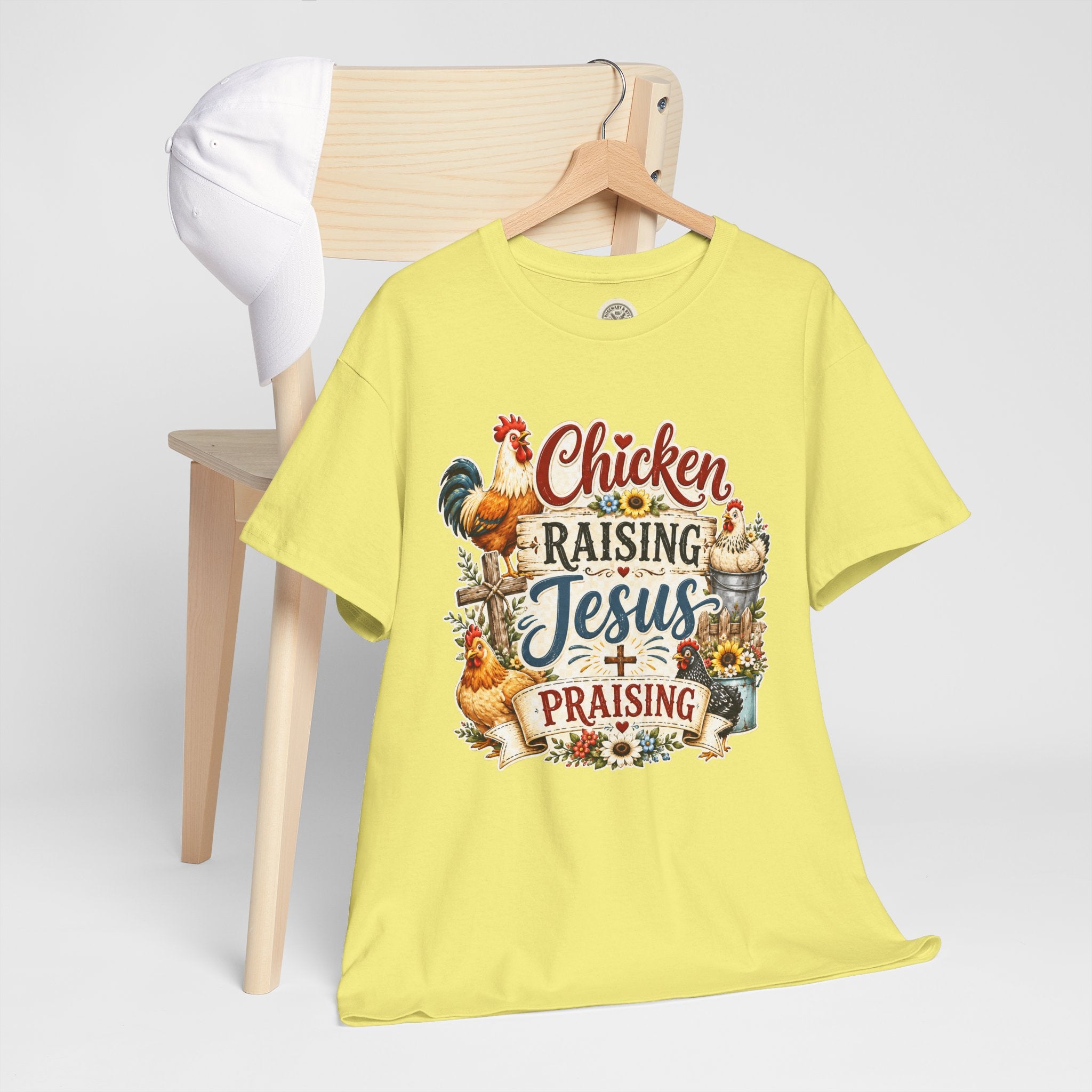 Chicken Raising Jesus Praising T-Shirt — Farm Faith Graphic Tee