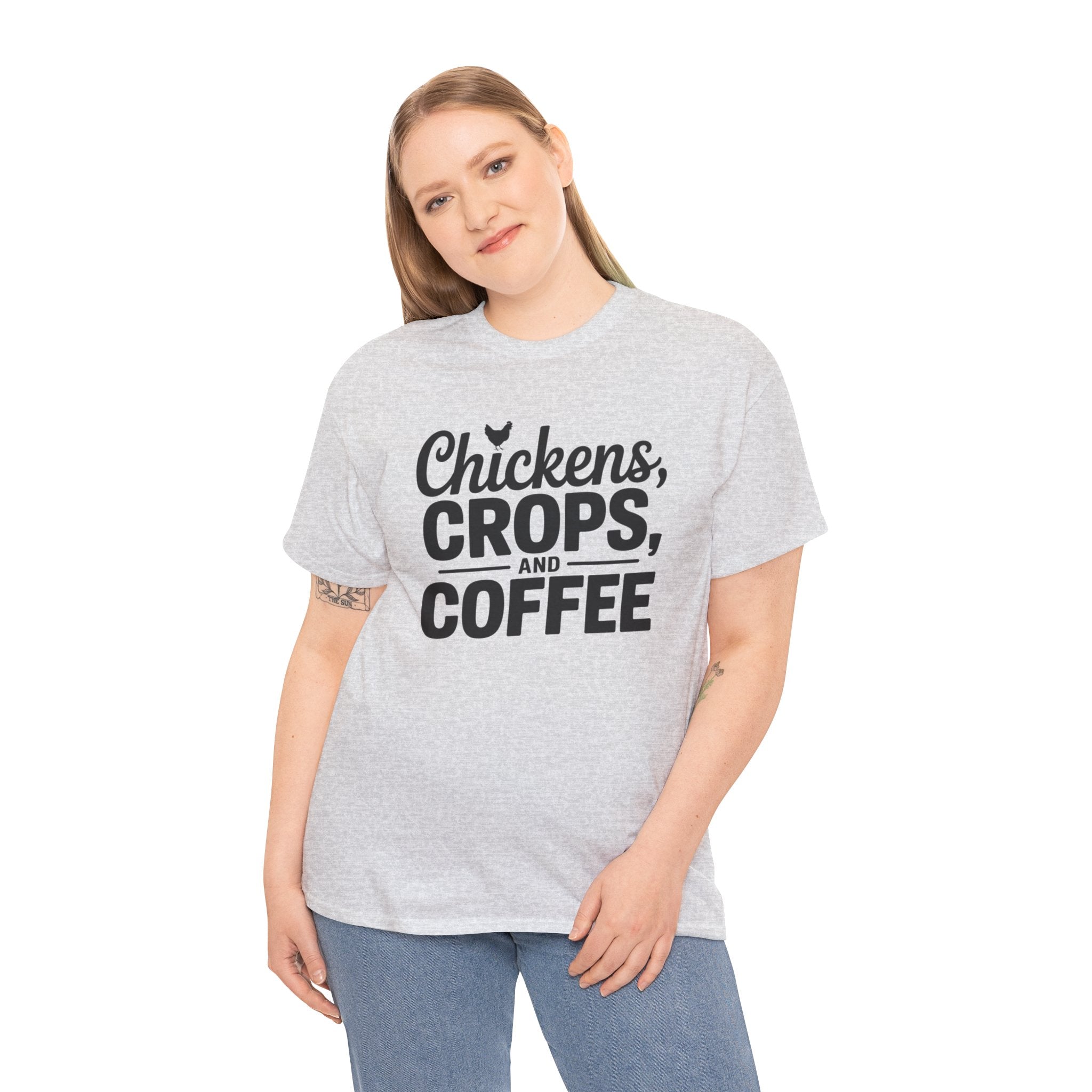 Chickens, Crops and Coffee Tee — Farm Life Graphic T-Shirt