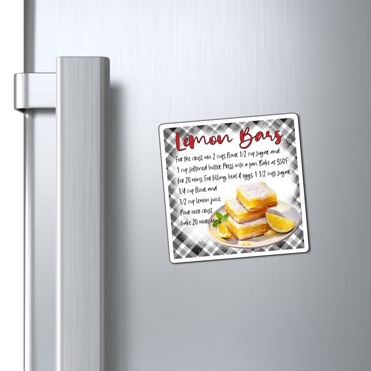 Lemon Bars Recipe Magnet — Vintage Kitchen Recipe Fridge Magnet