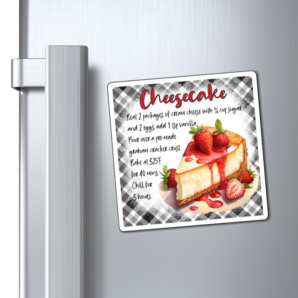 Cheesecake Recipe Magnet — Strawberry Cheesecake Kitchen Refrigerator Decor