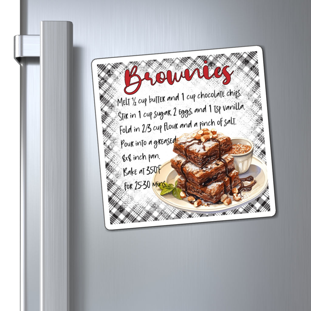 Brownies Recipe Magnet — Illustrated Dessert Kitchen Refrigerator Magnet