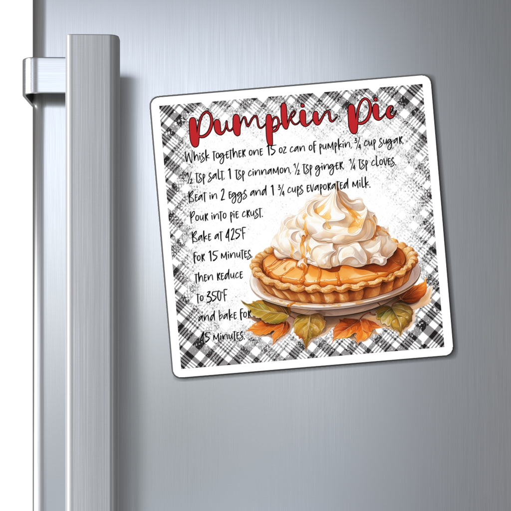 Pumpkin Pie Recipe Magnet — Fall Kitchen Recipe Refrigerator Magnet
