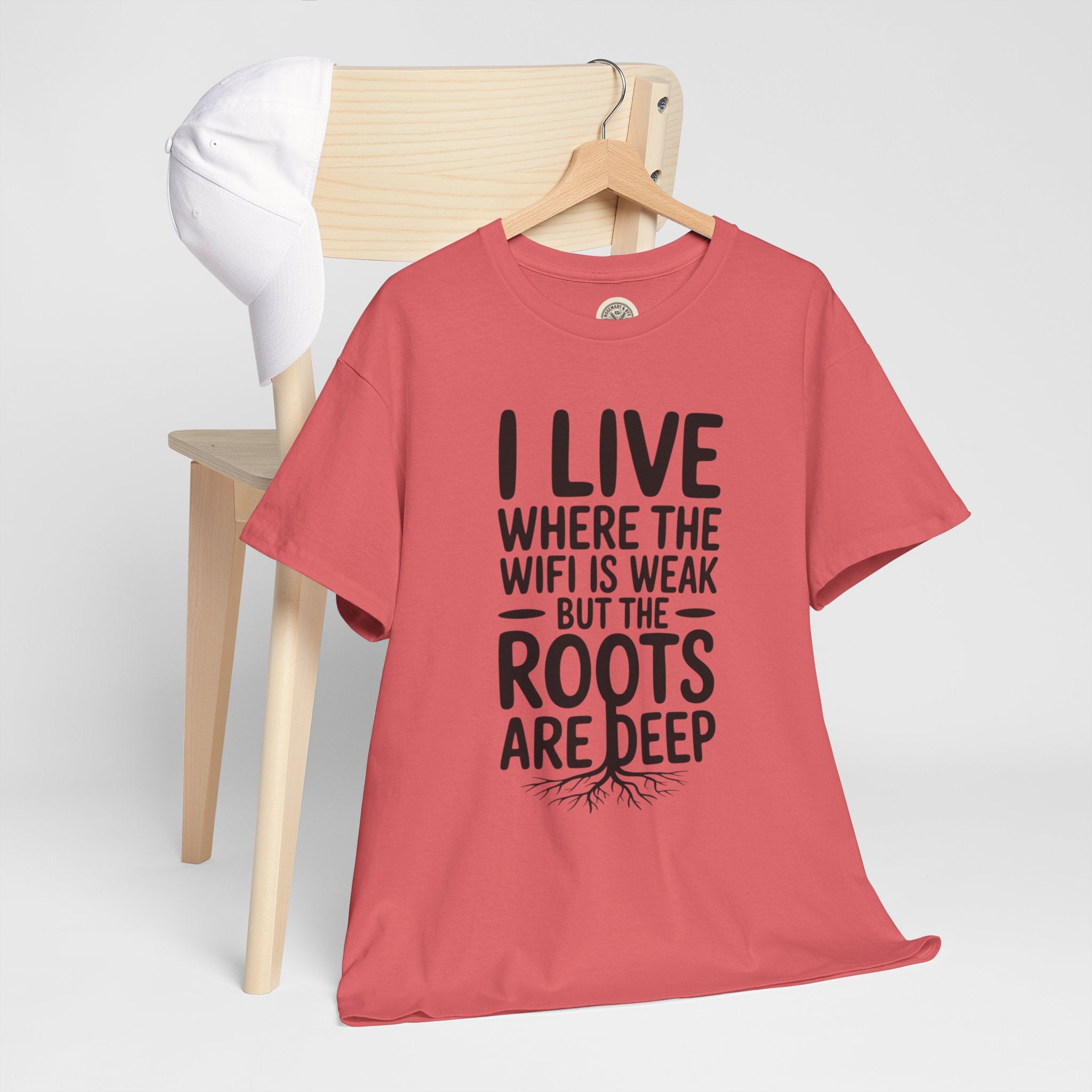Rural Roots Tee — "I live where the WiFi is weak but the roots are deep" Cotton Shirt