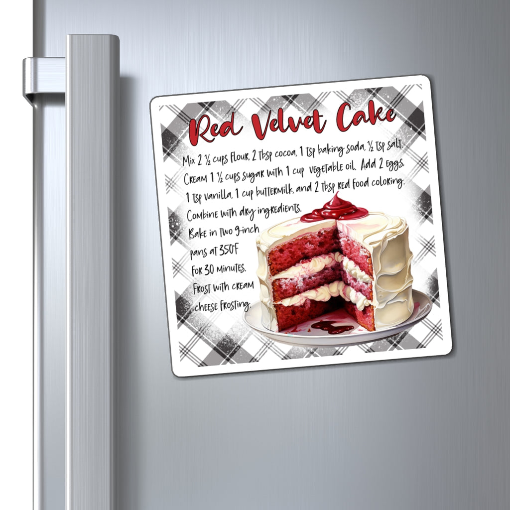 Red Velvet Cake Recipe Magnet — Kitchen Recipe Refrigerator Magnet