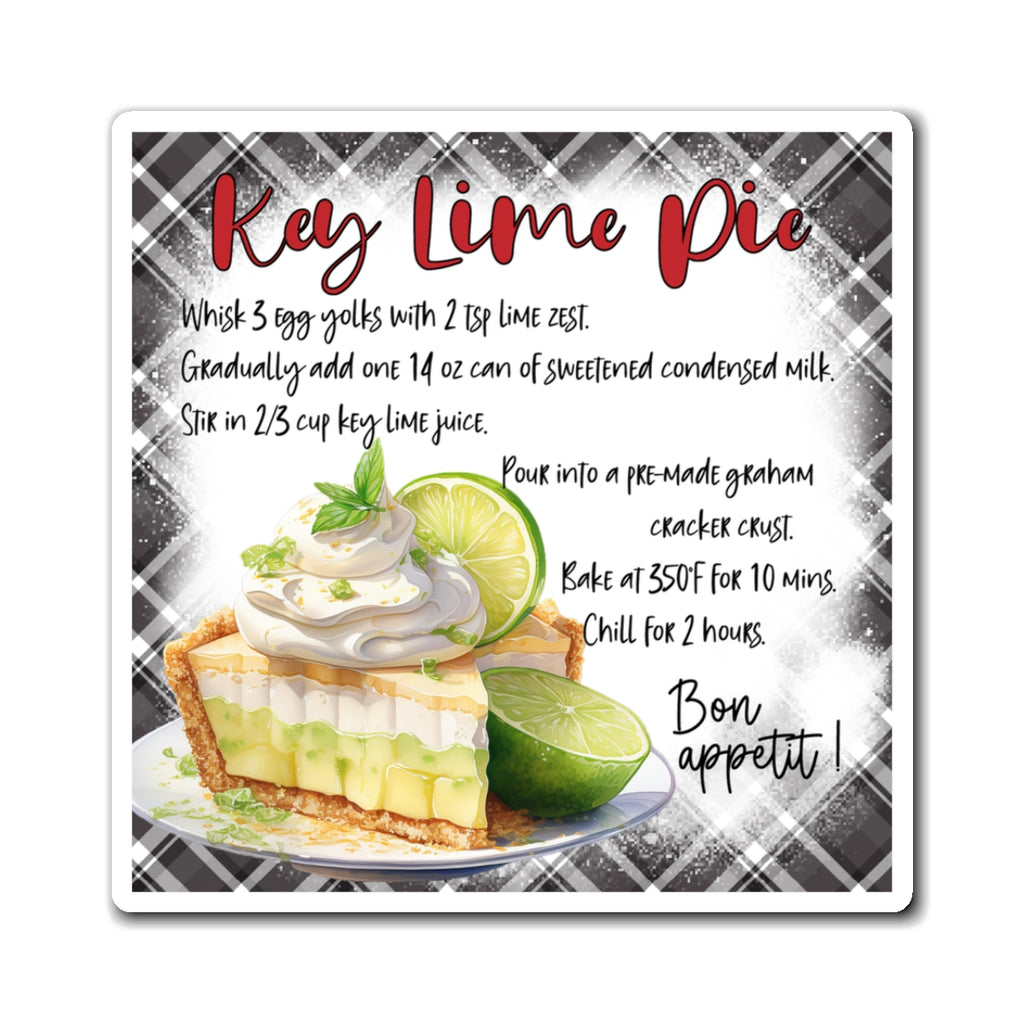 Key Lime Pie Recipe Magnet — Kitchen Recipe Fridge Decor