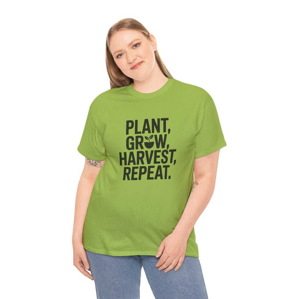 Gardening Tee — "Plant, Grow, Harvest, Repeat."