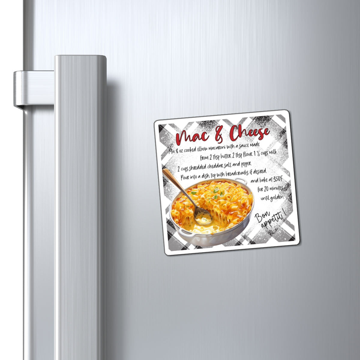 Mac & Cheese Recipe Magnet — Vintage Kitchen Recipe Refrigerator Magnet