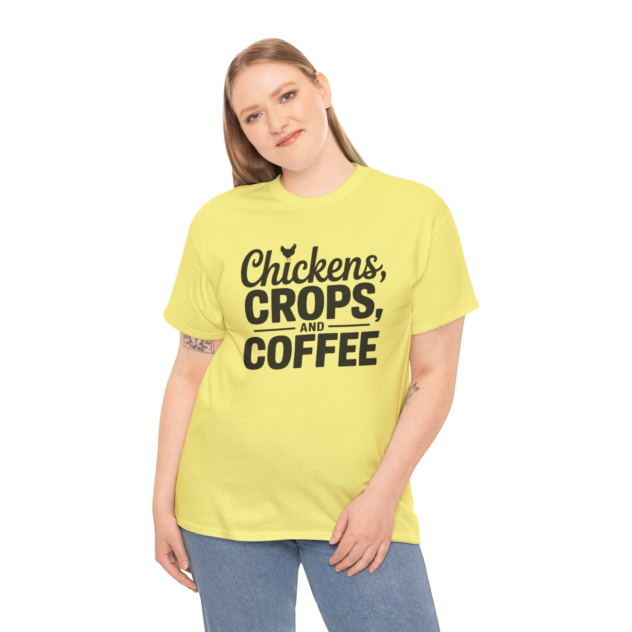 Chickens, Crops and Coffee Tee — Farm Life Graphic T-Shirt