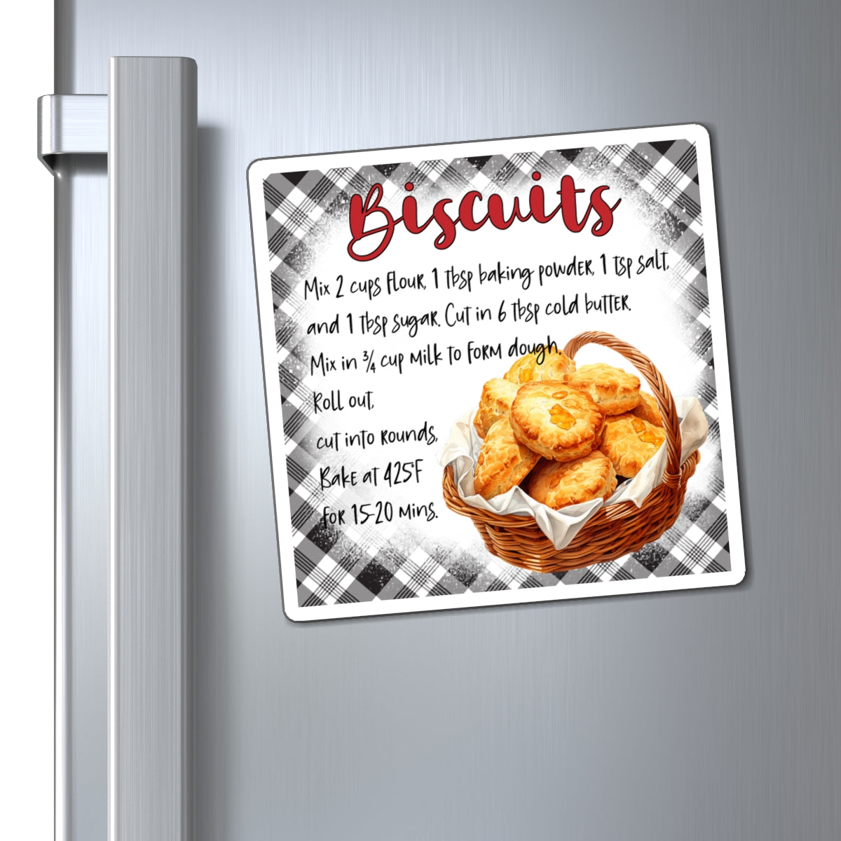 Biscuits Recipe Magnet — Country Kitchen Refrigerator Decor